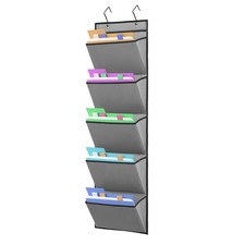 5Pocket Wall Mount Hanging File Folder Organizer Mail Paper Holder In Grey