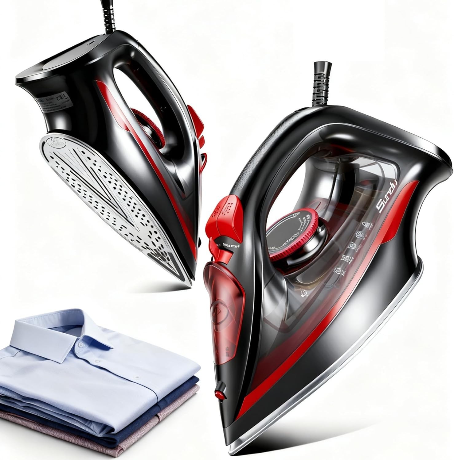 For Clothes - 1500w Steam Iron With Non-stick Ceramic Soleplate...