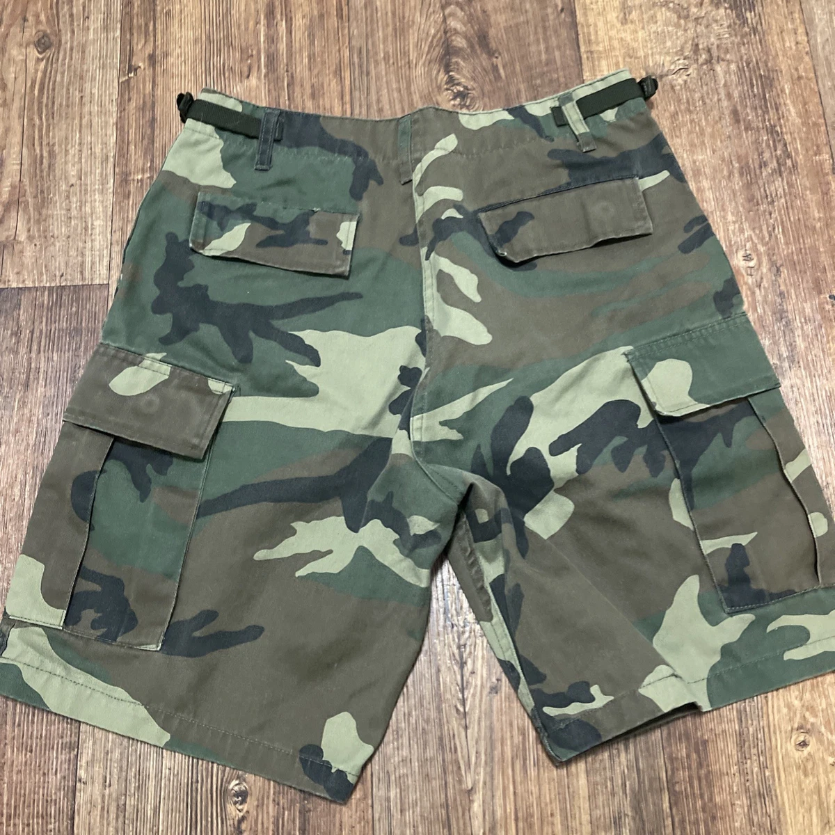 Pantalones Cortos Carga BDU Para Hombres Pequeños Verde Marrón Bosque Camuflaje Militar Utilitario De Colección