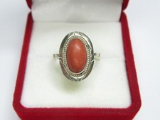 Women's 925 sterling silver ring, coral, 2,96 gr., size 7.
