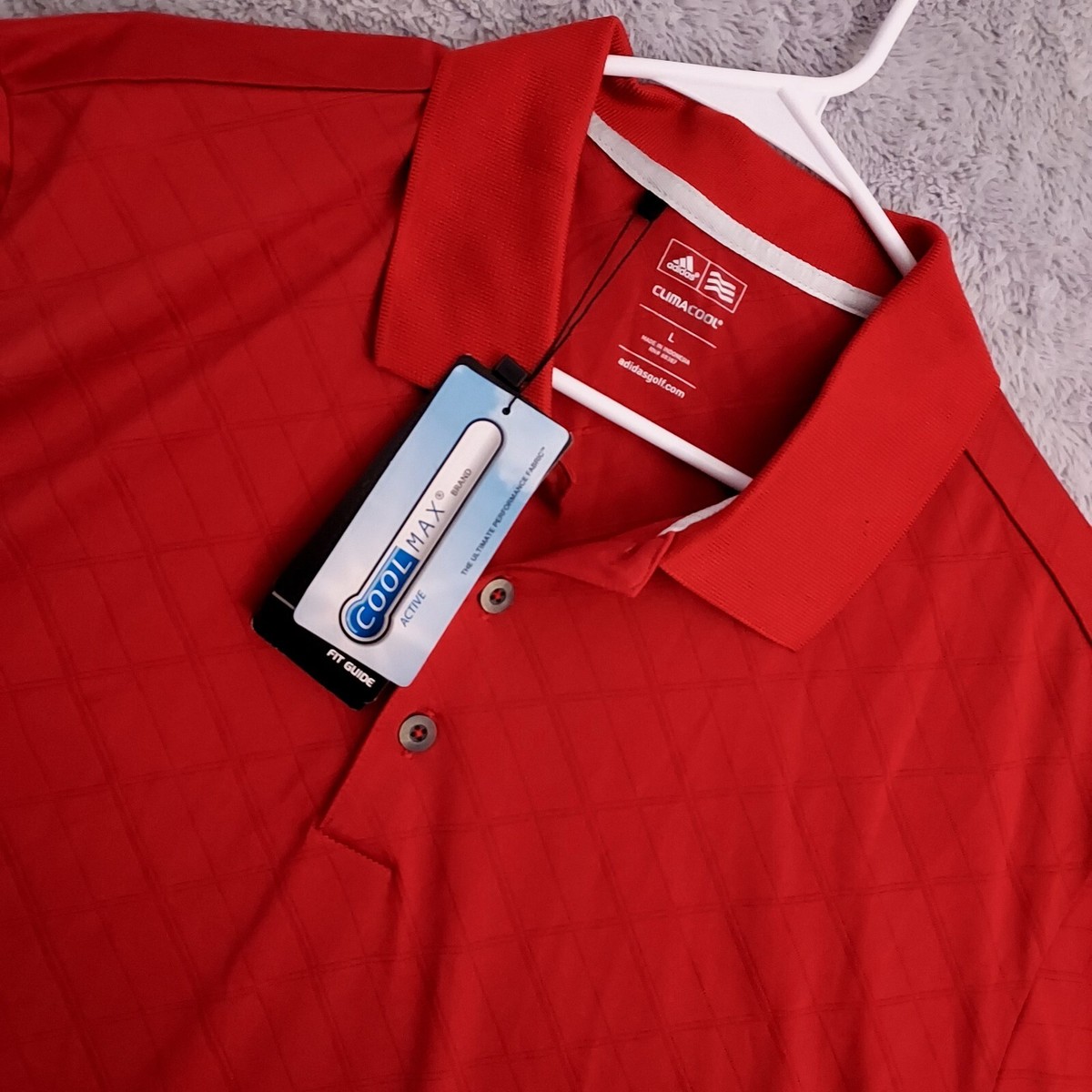 NEW Adidas Polo Shirt Mens Large Climacool Textured Diamond Golf