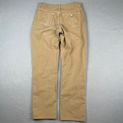 Vintage Guess Jeans Herren 33x34 (passt 31x32) hellbraun 90er gerades Bein Made in USA - Bild 3 von 22
