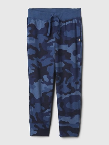 Pantalon de joggeur pull-on Gap neuf avec étiquettes 100 % coton biologique bleu camouflage tout-petits garçons - Photo 1/3