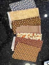 Bundle Fat Quarter Fabric Pieces 22 X 18 Cotton Fall Colors 7 pieces Quilting