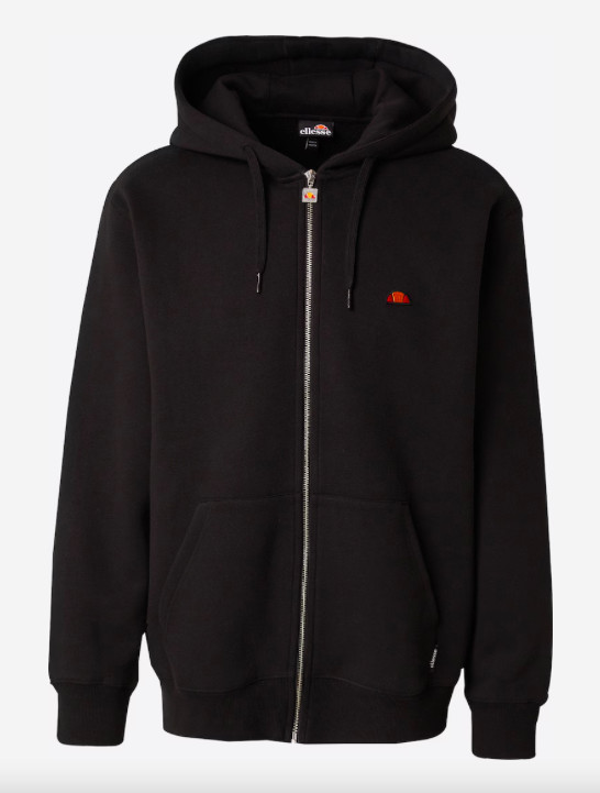 Ellesse Mens Hoodie Full Zip Up Black Medium Islinton Retro 80s
