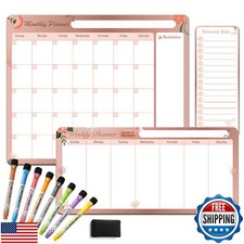 Magnetic Family Command Center Calendar for Refrigerator – Monthly, Weekly an