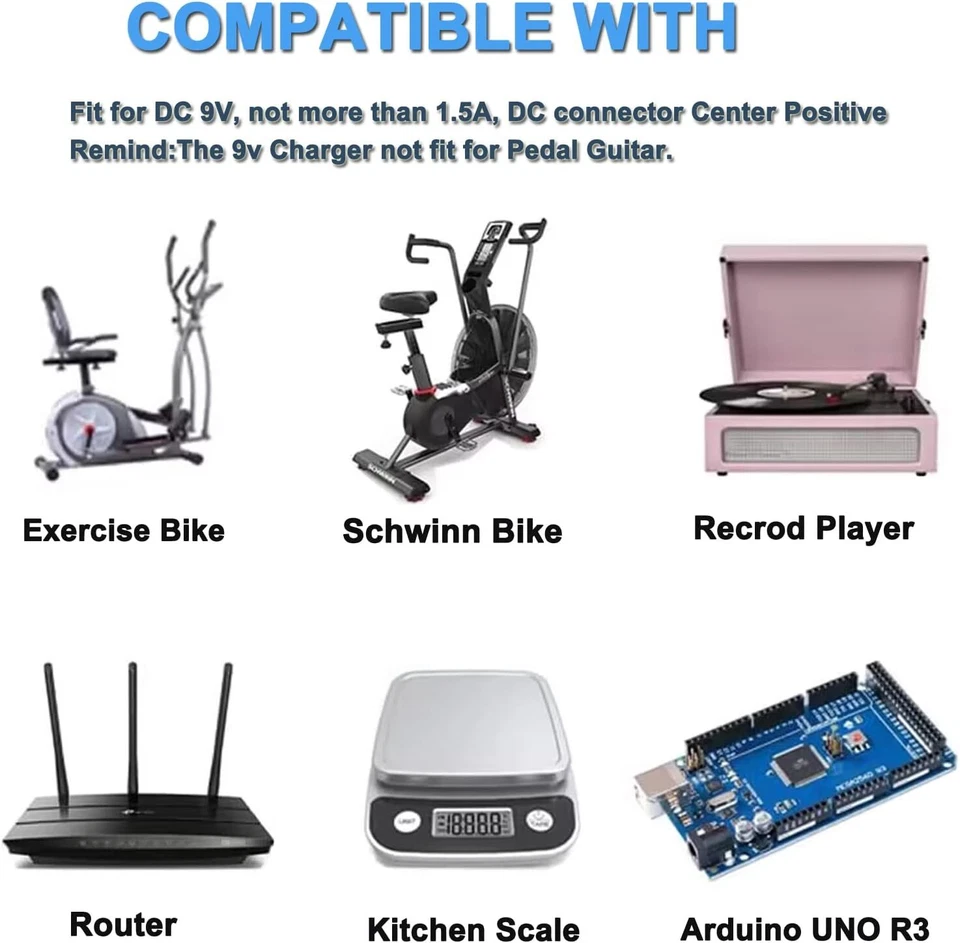 9V DC Power Supply Cord, 9Volt 1.5A Transformer AC to DC Power Adapter 9Vdc 1A - Image 2 of 4