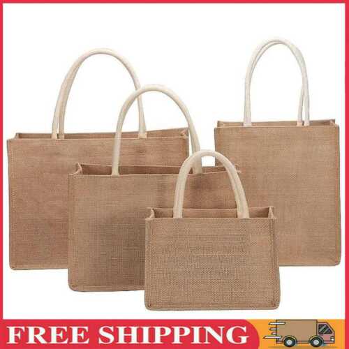 Burlap Tote Bags Blank, Jute Shopping Handbag with Handle for Grocery Crafts - Afbeelding 1 van 24