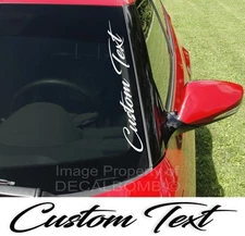 Custom Text Script Vertical Side Windshield Decal 22x3 Vinyl Truck Turbo Diesel