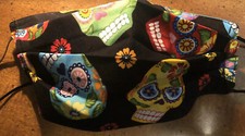Adult Handmade Face Mask - Reversible - NWOT - Black Sugar Skull 2nd