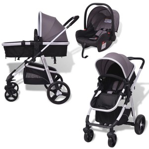 black 3 in 1 pram