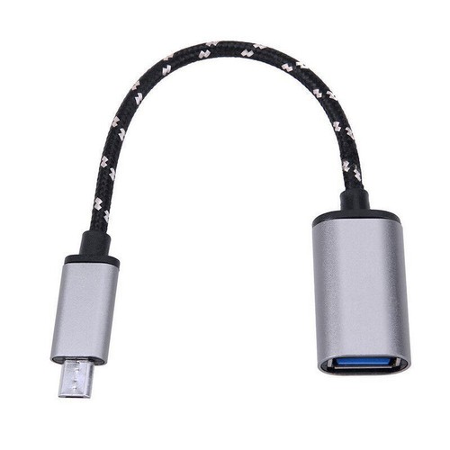 Aluminum Alloy Braided Micro USB Male to USB Female OTG Adapter Cable Cord - Picture 2 of 7