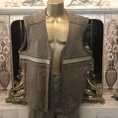 X ELEMENT. Size XL. Chest 45''. $134  Leather Vest.  Pockets.  Hem Side Zips.  C.
