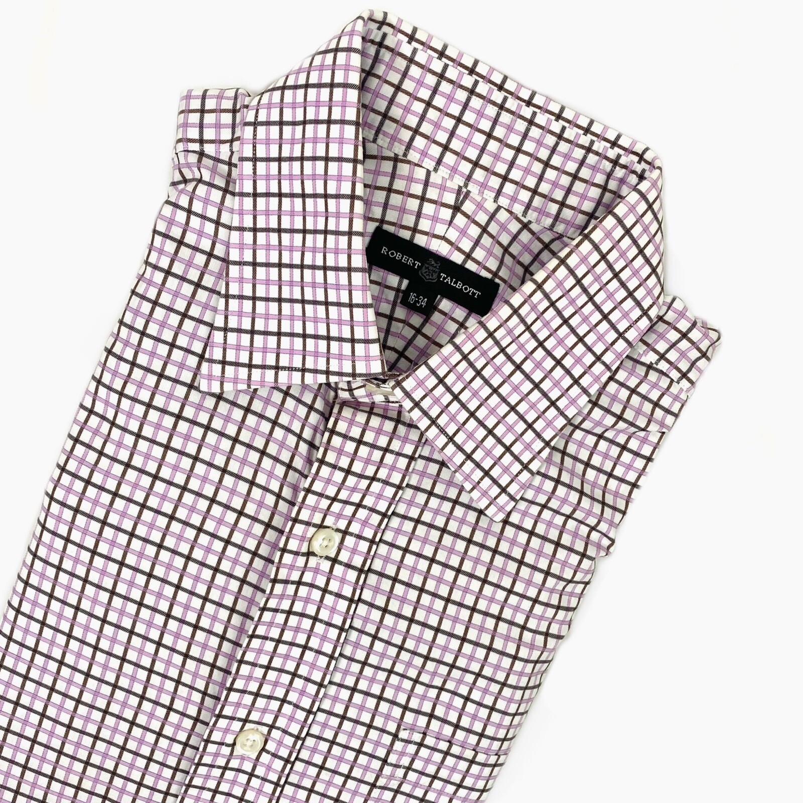 Robert Talbott Pink And White Grid Pattern Shirt … - image 3