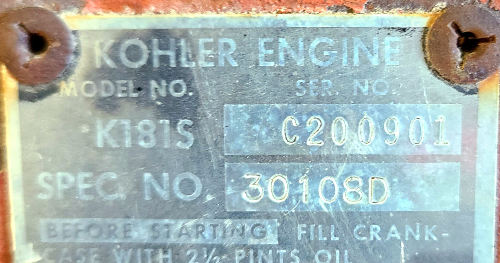 Kohler K181 Starter Genrator Bracket eBay