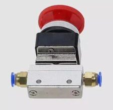 1Set Emergency Stop Button Self Lock 2 Position 3 Way Air Mechanical Valve 1/8"