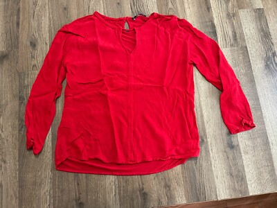 Mango Shirt, Women's Size Large, Red, 3/4 Sleeve