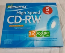 NEW Memorex 5-Pack High Speed CD-RW 12X 700MB 80 Min, Rewritable, Sealed