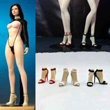 1/6 Sandals Shoes with Feet Mold Female Soldier High-heeled Shoes for 12" Action