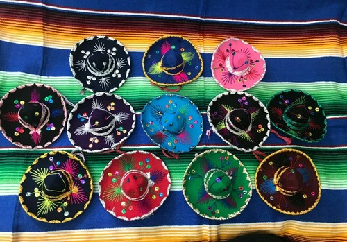 SET OF 12 MEXICAN MINI CHARRO HATS 