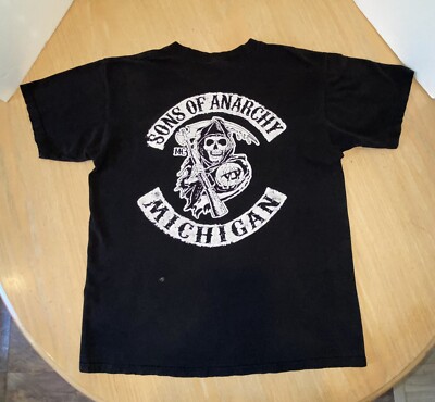 Large SONS of ANARCHY MICHIGAN Tshirt GRIM REAPER Black Shirt