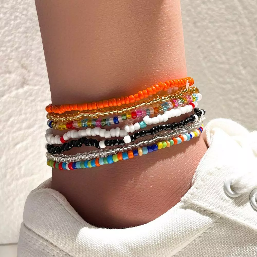 The Leg Elastic Handmade Beaded Anklet Ankle Bracelet Beach Jewelry Foot Chain