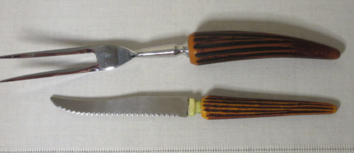 E. Parker & Sons Carving Knife & Meat Fork Antler Staghorn Set - Photo 3/8