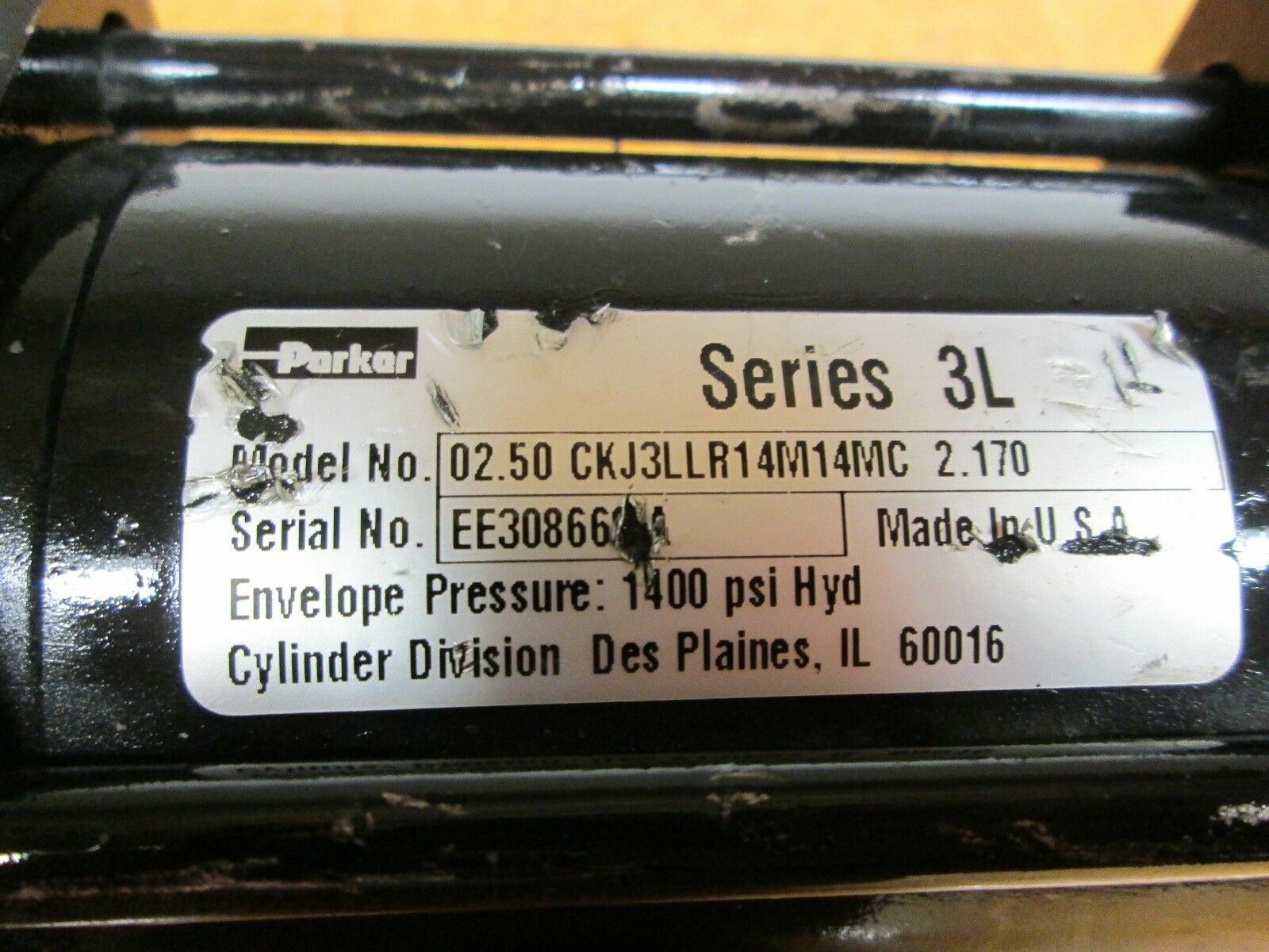 Parker Series 3L 02.50 CKJ3LLR14M14MC 2.170 Hydraulic Cylinder 1400PSI
