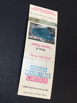 Vintage Ohio Matchbook  Aqua Marine Lodge 