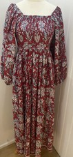 Red and White Floral Ruffle Dress Size M