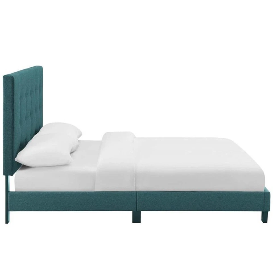 Hawthorne Collections Modern Button Tufted Fabric Twin Platform Bed in Green - Изображение 4 из 4