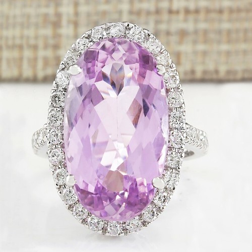 Anello donna ragazza nuovo lungo ovale viola chiaro pietra preziosa ametista argento misura 6-10 - Foto 5 di 6