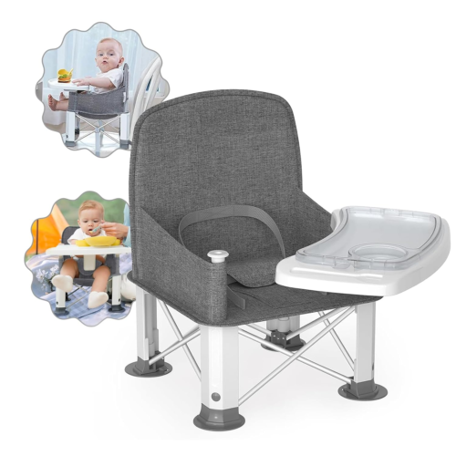 Baby Travel Booster Seat with Double Tray, Upgraded Toddler Portable Baby Chair