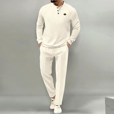 Men Tracksuit Outfit 2-Piece Set Long Sleeve Shirt and Pants Set