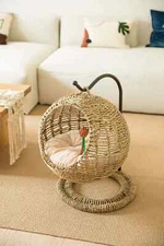 Yospot Hand Made Wicker Cat Bed Basket Swinging Pet House Nest