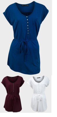 Damen Damen Tag Top Schaufel Ausschnitt Knopf Plakette Brust Tasche Kappe Ärmel Tops TPT
