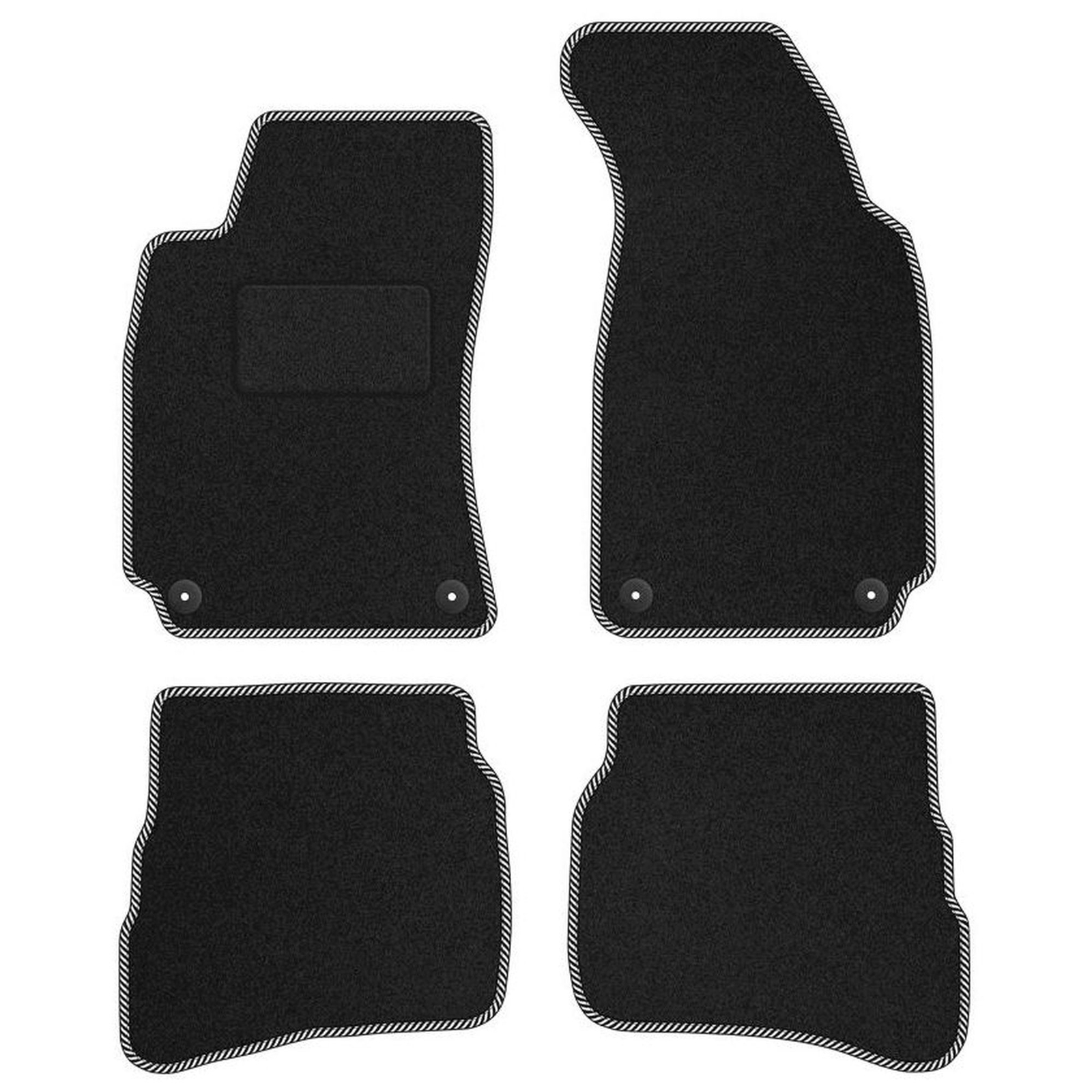 Tapis de Sol Velours Blanc STREAK pour Volkswagen Passat B5 de 1996 à 2005 avec Clips Fix