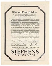 1922 Stephens Motor Car Co. Ad: W.J. Benson, San Francisco Dealer - Testimonial