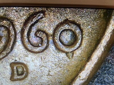 1960-D Lincoln Large Date Speared 0, Strike Through Debris