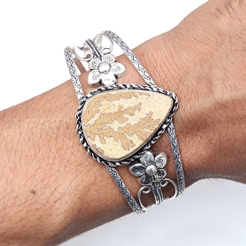 Dendritic Drusy Adjustable 7-Inch Cuff Bracelet Handmade