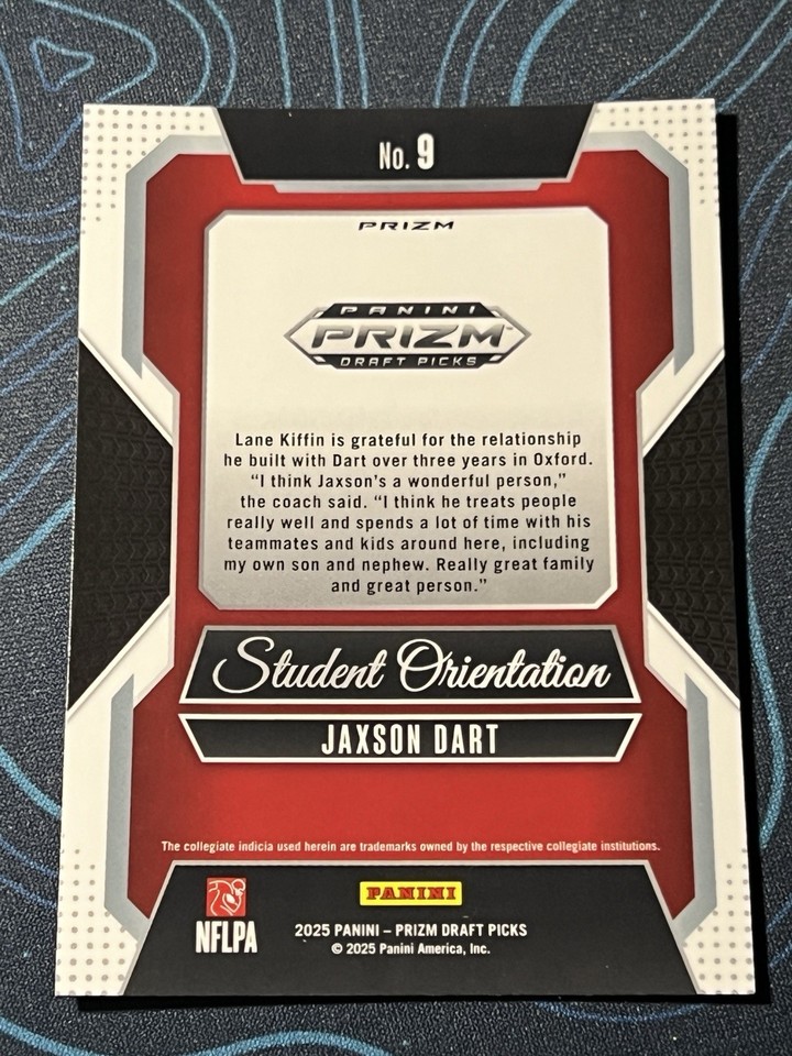 2025 Panini Draft Picks Jaxson Dart Student Orientation Red Cracked Ice 2025-panini-draft-picks-jaxson-dart-student-orientation-red-cracked-ice