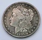 1891 Morgan Dollar 90% Silver .900 F VF Condition Philadelphia USA Coin