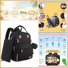 Diaper Bag Backpack 4 in 1 Large Capacity 18 Pockets Water Resistant Changing