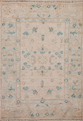 Muted Peach Handmade Oushak Turkish Wool Foyer Rug Accent Carpet 2x3