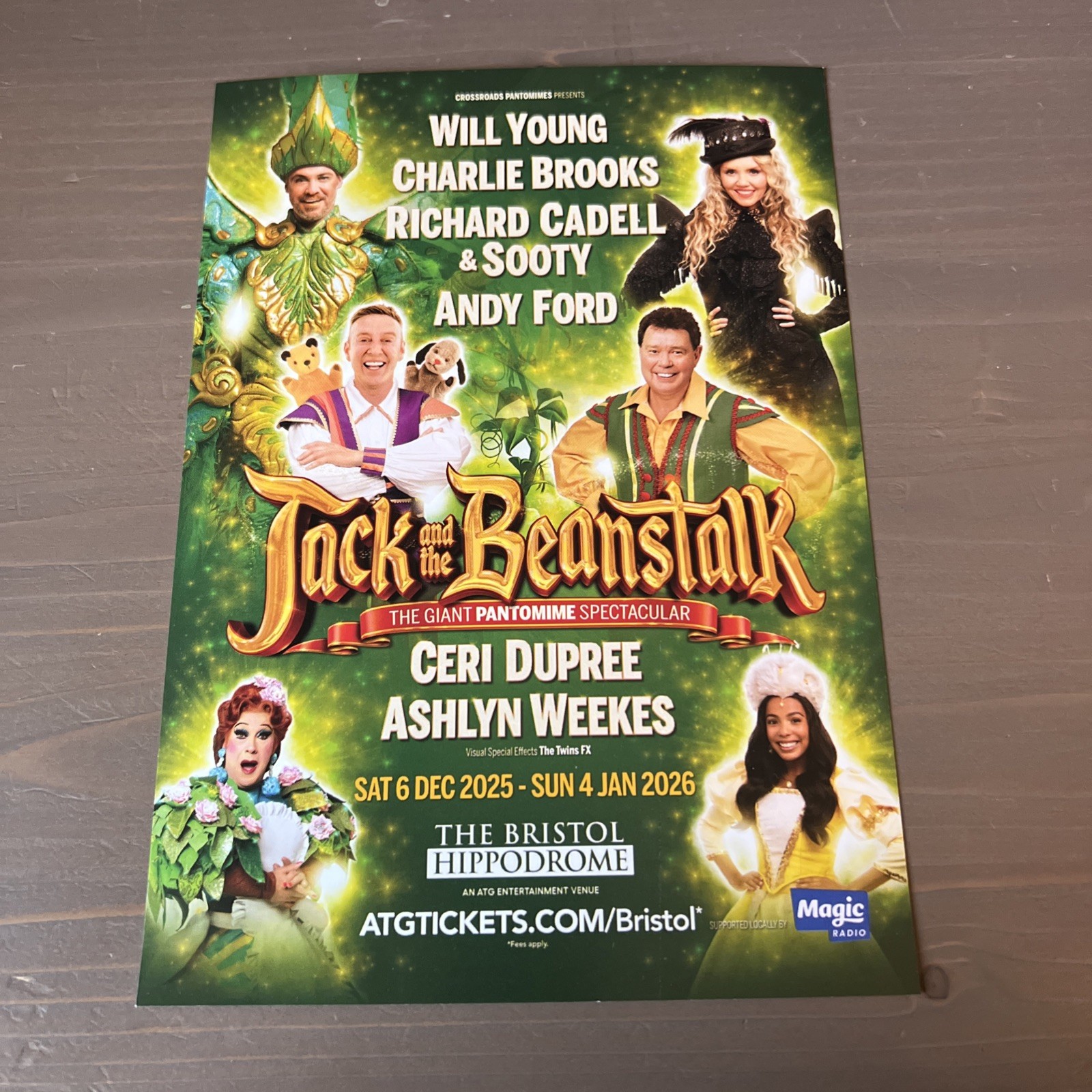 JACK AND THE BEANSTALK 2025 Bristol Pantomime Theatre Flyer Will Young Sooty