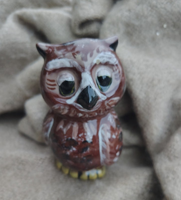 Homemade Unique Ceramic Owl Bird Figurine Collectible with Hollow Base Decor
