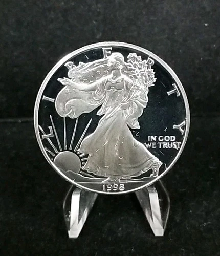 1998 P 1 oz .999 FINE US American Silver Eagle $1 Dollar Proof NO Capsule #7221