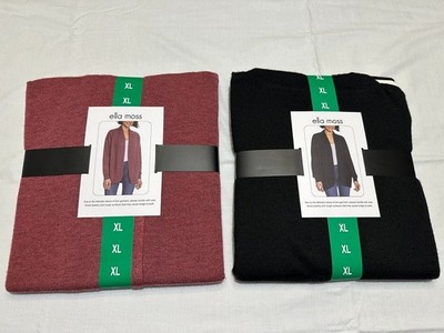 2 Ella Moss Women Cozy Lightweight Relaxed Open Cardigan Rust Black - NEW