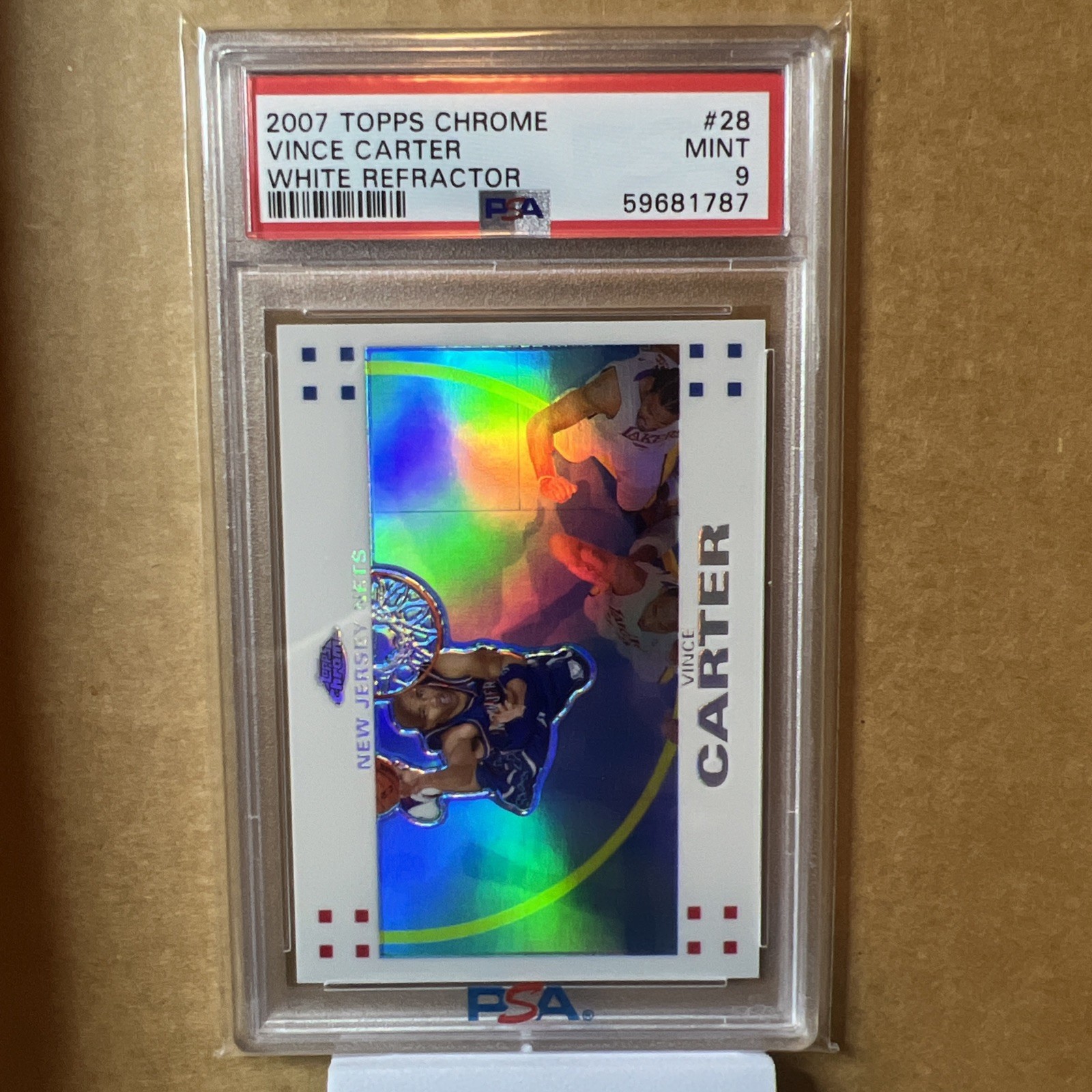 2007 Topps Chrome Vince Carter White Refractor #28 50/99 PSA 9 - w/ Kobe Bryant