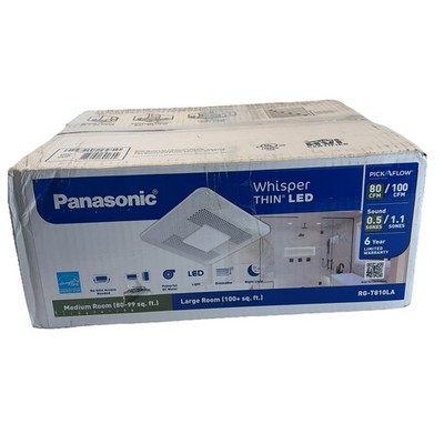Panasonic Exhaust Fan LED WhisperThin DC Pick-A-Flow 80-100 CFM White RG-T810LA